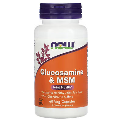 NOW Foods Glucosamine & MSM 60 Veg Capsules - Joint Health Support with Chondroitin Sulfate, Supports Healthy Joint Function, Non-GMO, Vegetarian - Available at docxora.com Pakistan

