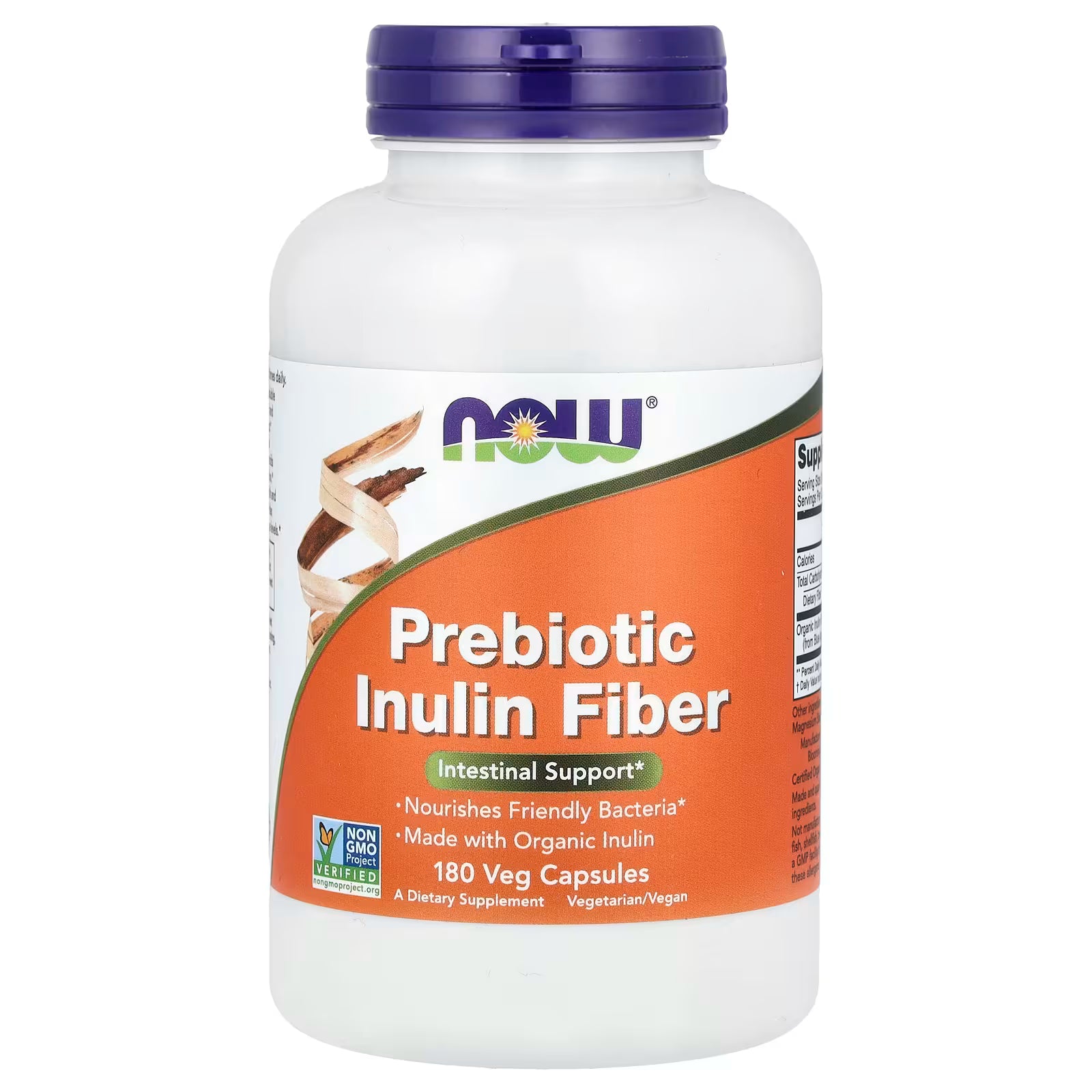 NOW Foods Prebiotic Inulin Fiber 180 Veg Capsules - Organic Inulin FOS from Blue Agave, Nourishes Friendly Bacteria, Intestinal Support, Non-GMO Verified Vegetarian/Vegan - Available at docxora.com Pakistan
