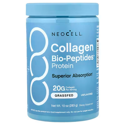 NeoCell Collagen Bio-Peptides Protein, Superior Absorption, 20g Collagen Per Serving, Grassfed, Unflavored, 10 oz (283g) – Dietary Supplement
