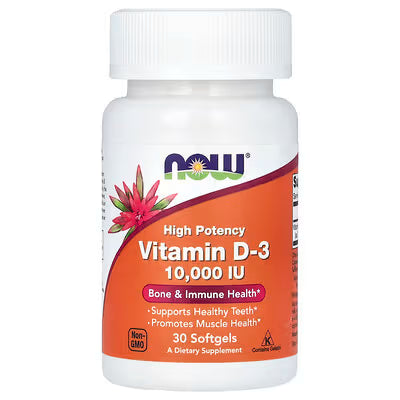 NOW Foods Vitamin D-3 10,000 IU High Potency Softgels – Bone & Immune Health Dietary Supplement, 30 Count