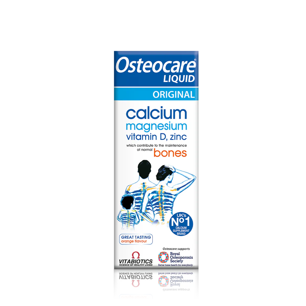 Vitabiotics Osteocare Liquid Original 200ml calcium, magnesium, vitamin D aur zinc syrup bottle, available at docxora.com Pakistan