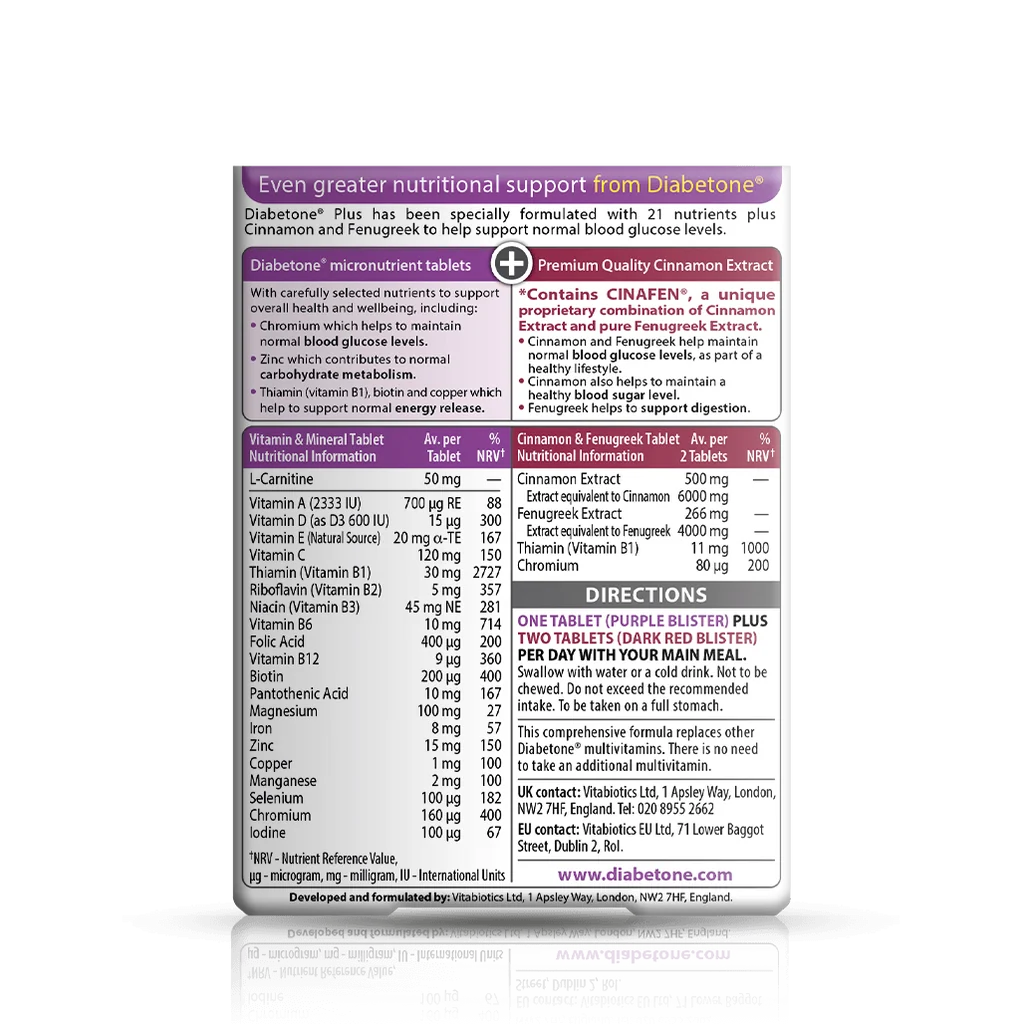 Vitabiotics Diabetone Plus Dual Pack (84 Tablets)