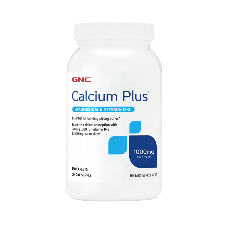 GNC CALCIUM PLUS® MAGNESIUM & VIT D3 1000 MG, 180 CAPLETS '' EXPIRY DATE 01/2028