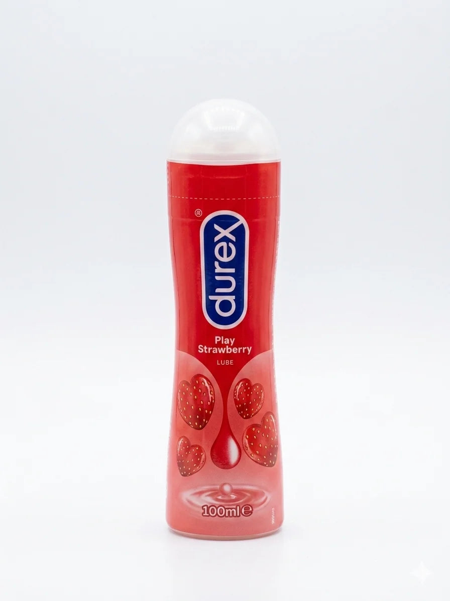 Durex Play Strawberry Lubricant 100ml bottle, strawberry-flavoured personal lubricant, available at docxora.com Pakistan