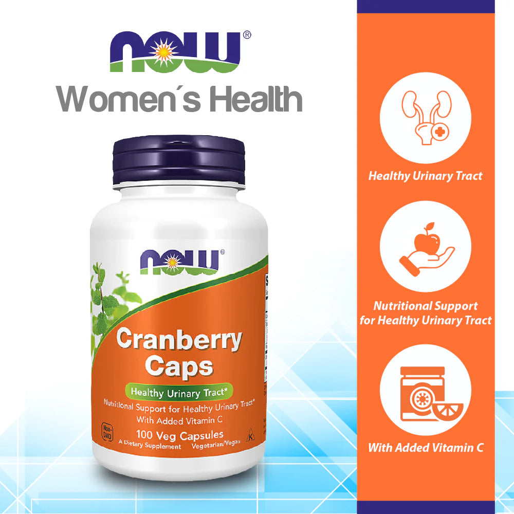 NOW Foods Cranberry Caps 100 Veg Capsules – Healthy Urinary Tract, Nutritional Support with Added Vitamin C – Available at docxora.com Pakistan