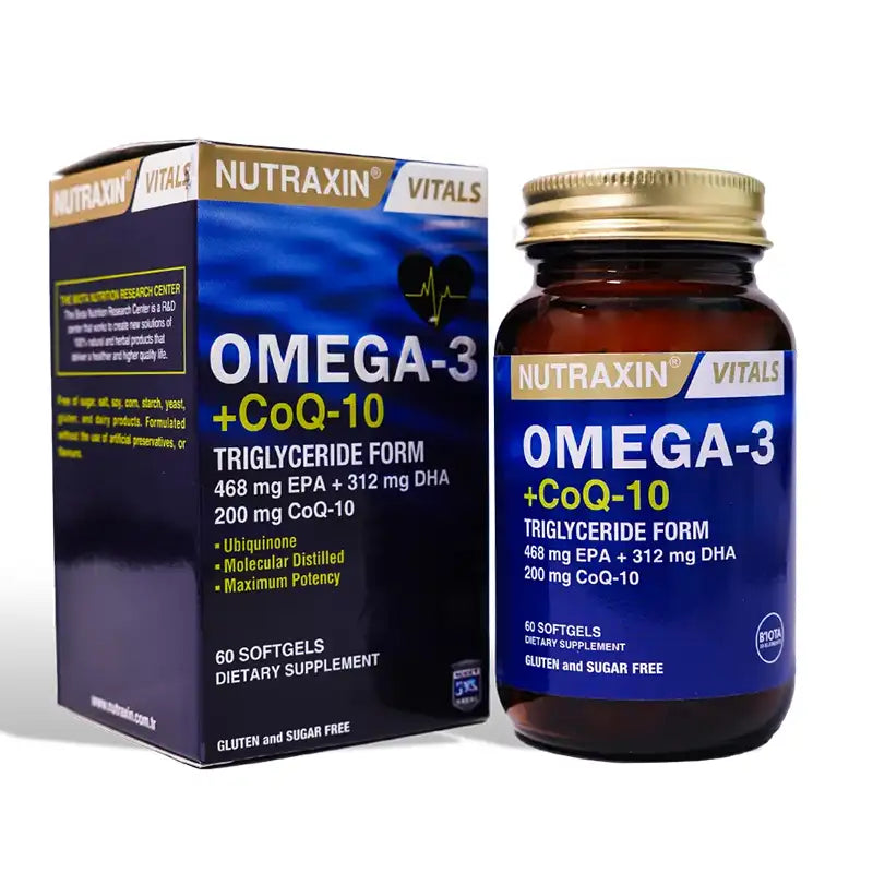 NUTRAXIN VITALS OMEGA-3 +CO-Q10 60 SOFT GEL