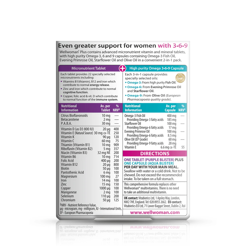 VITABIOTICS WELLWOMAN PLUS OMEGA 3-6-9 (56 TAB/CAP)