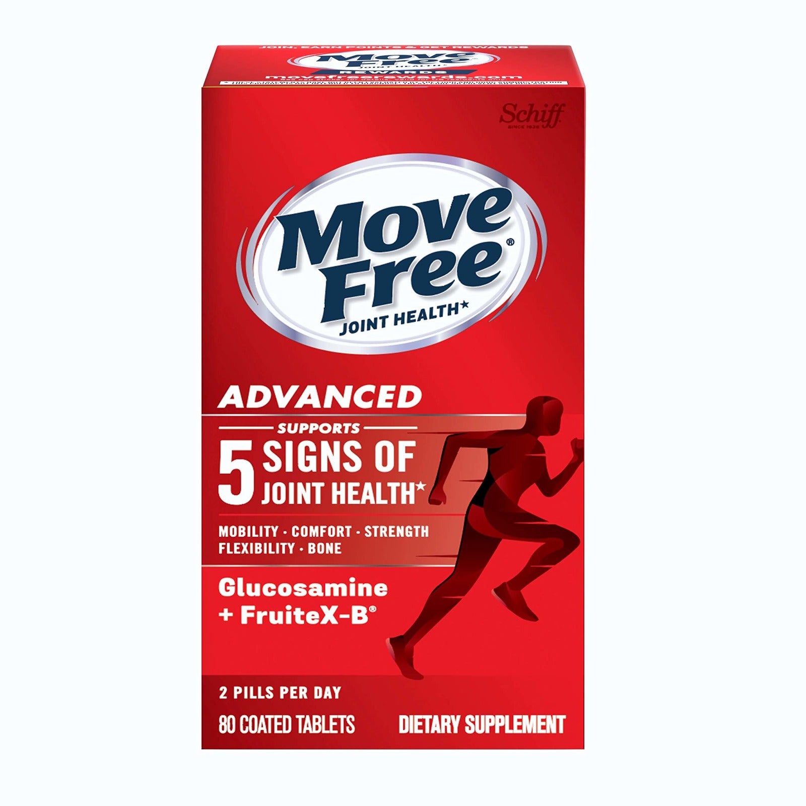 MOVE FREE ADVANCE GLUCOSAMINE+FRUITEX-B RED (80 TAB)