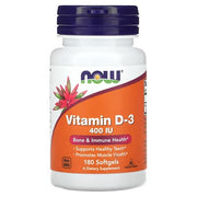 NOW VITAMIN D3 400 IU (180 SOFTGELS)