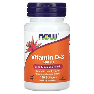NOW VITAMIN D3 400 IU (180 SOFTGELS)