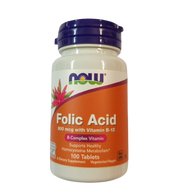 "NOW Foods Folic Acid 800mcg with Vitamin B-12 – 100 Tablets | B-Complex Vitamin | Supports Healthy Homocysteine Metabolism | Vegetarian Vegan Non-GMO Dietary Supplement"