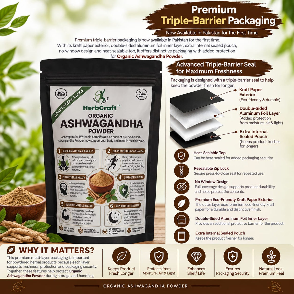 HerbCraft Organic Ashwagandha Powder (100gm)
