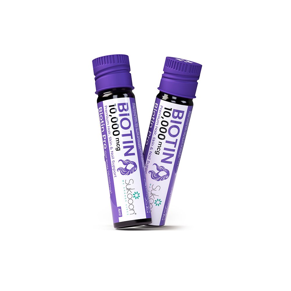 Sukoon Biotin Pro Liquid Oral Shots 10,000mcg Ampoules – 4ml Per Shot, Premium Hair, Skin & Nail Support – DocXora Pakistan
