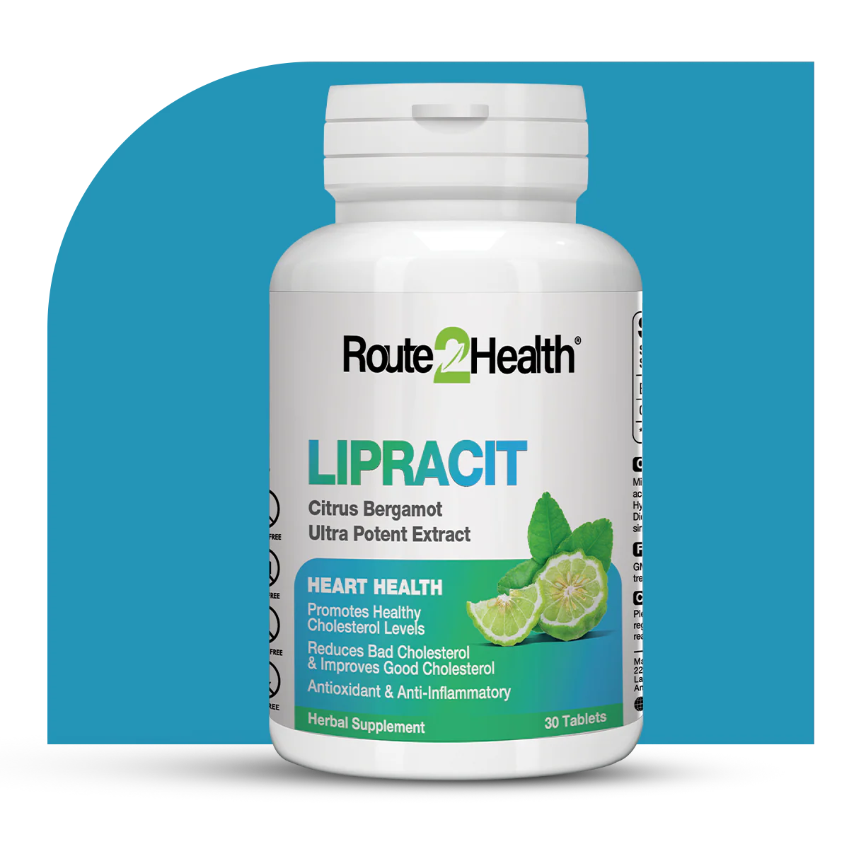 Route 2 Health Lipractit supplement bottle on a blue background