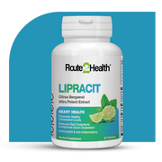 Route 2 Health Lipractit supplement bottle on a blue background