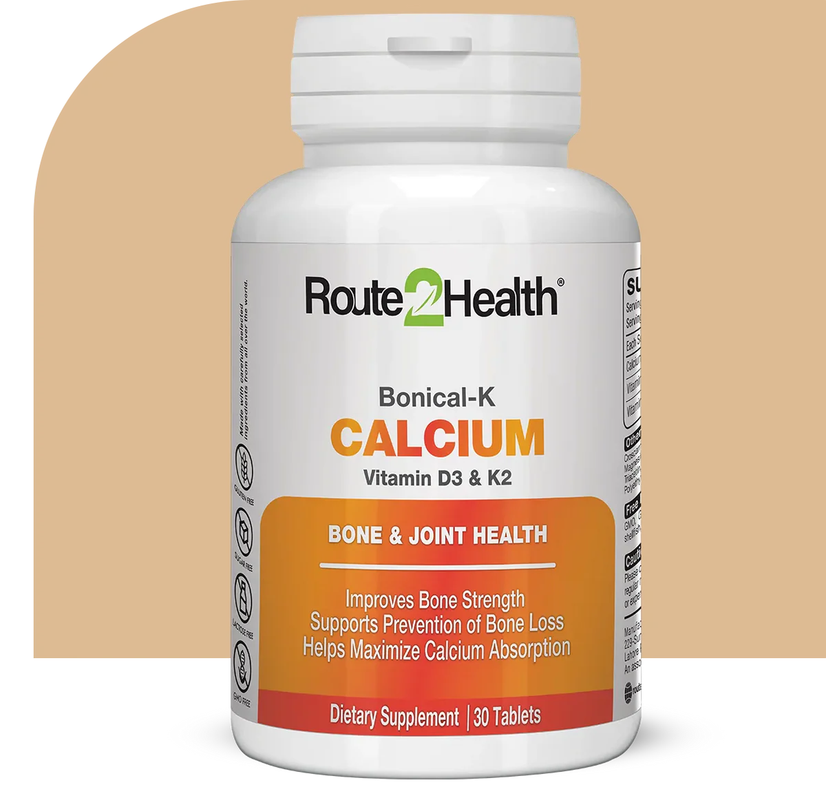 ROUTE 2 HEALTH BONICAL-K CALCIUM VITAMIN D3 & K2 (30 TAB)