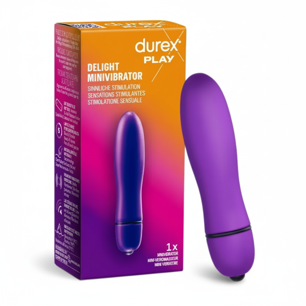 Durex Play Delight Minivibrator with purple vibrator and retail box – available at docxora.com Pakistan