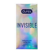 Durex Invisible Extra Thin Condoms 12 Pack – Holographic Box, Extra Lubricated Natural Rubber Latex Condoms for Maximum Sensitivity – Available at docxora.com Pakistan