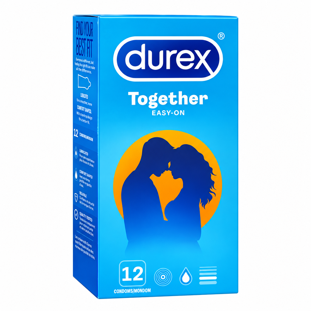 Durex Together Easy-On 12 condoms blue box on a white background – docxora.com Pakistan