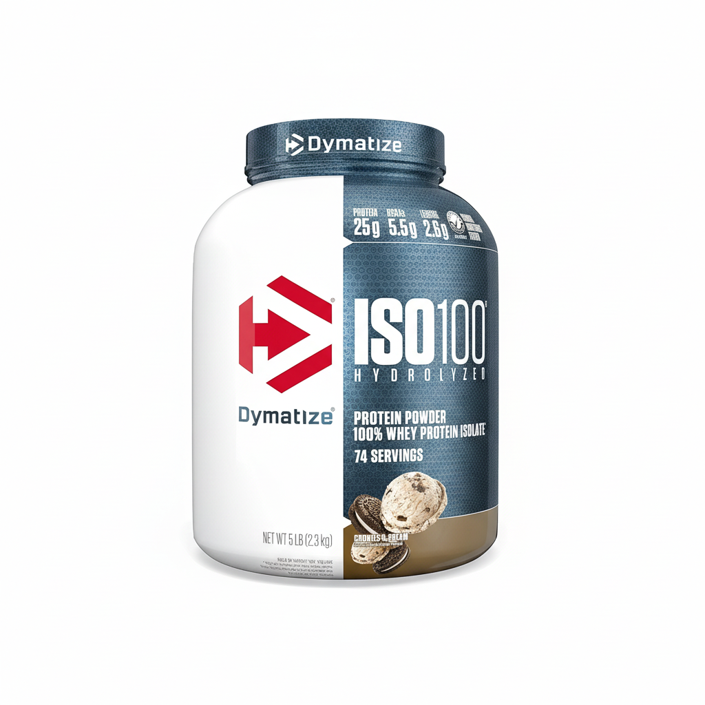 Dymatize ISO100 Hydrolyzed Cookies & Cream whey protein powder, 5 lb (2.3 kg), 74 servings, DocXora.com Pakistan