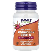 NOW Foods Vitamin D-3 High Potency 5,000 IU (120 Softgels)