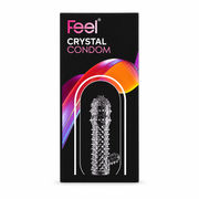 Feel Crystal Condom black box with pink branding and textured product illustration – docxora.com Pakistan⠋