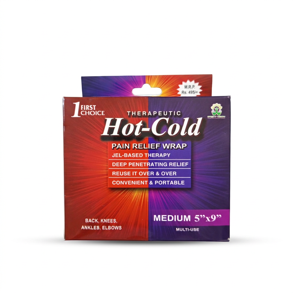 First Choice Hot-Cold Pain Relief Wrap Medium 5 × 9 inch box, front view – docxora.com Pakistan