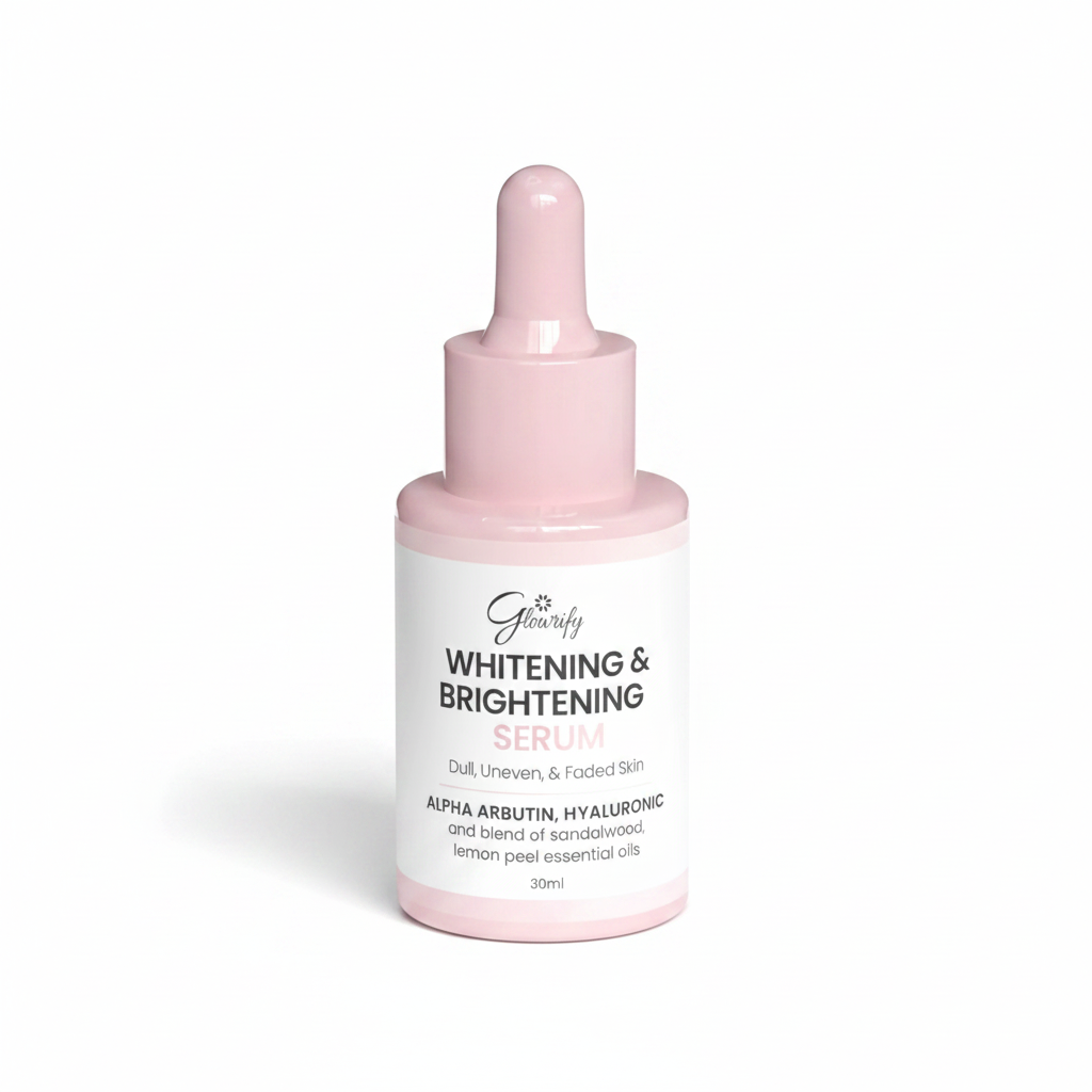 Glowify Whitening & Brightening Serum 30ml dropper bottle with alpha arbutin and hyaluronic acid on a white background, available at docxora.com Pakistan