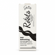 Glowrify Roots Hair Treatment Shampoo 200ml box with charcoal, jojoba oil and vitamin B5 on a white background – docxora.com Pakistan