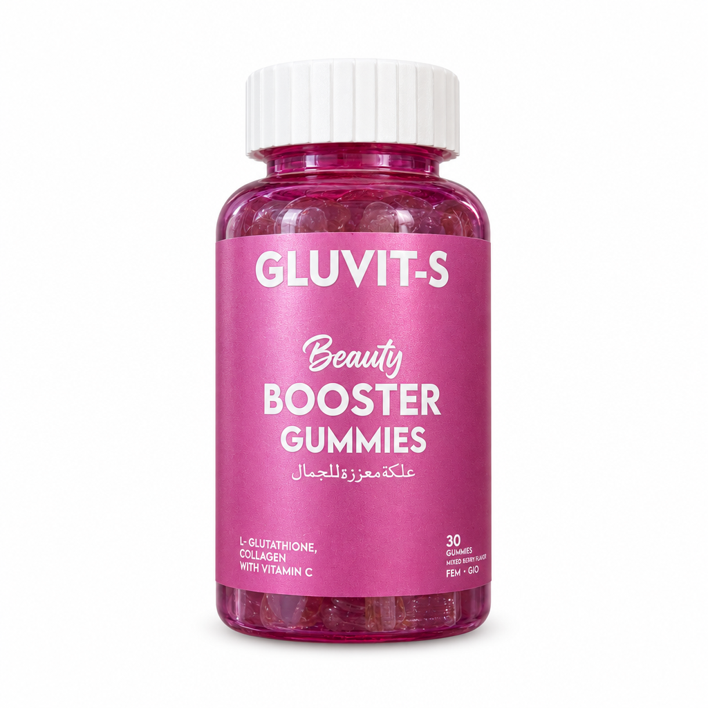 GLUVIT-S Beauty Booster Gummies 30-count pink bottle with L-glutathione, collagen and vitamin C – docxora.com Pakistan⠋