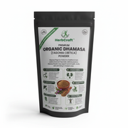HerbCraft Premium Organic Dhamasa (Fagonia cretica) Powder stand-up pouch with 100% organic and halal labels on a clean white background, available at docxora.com Pakistan.