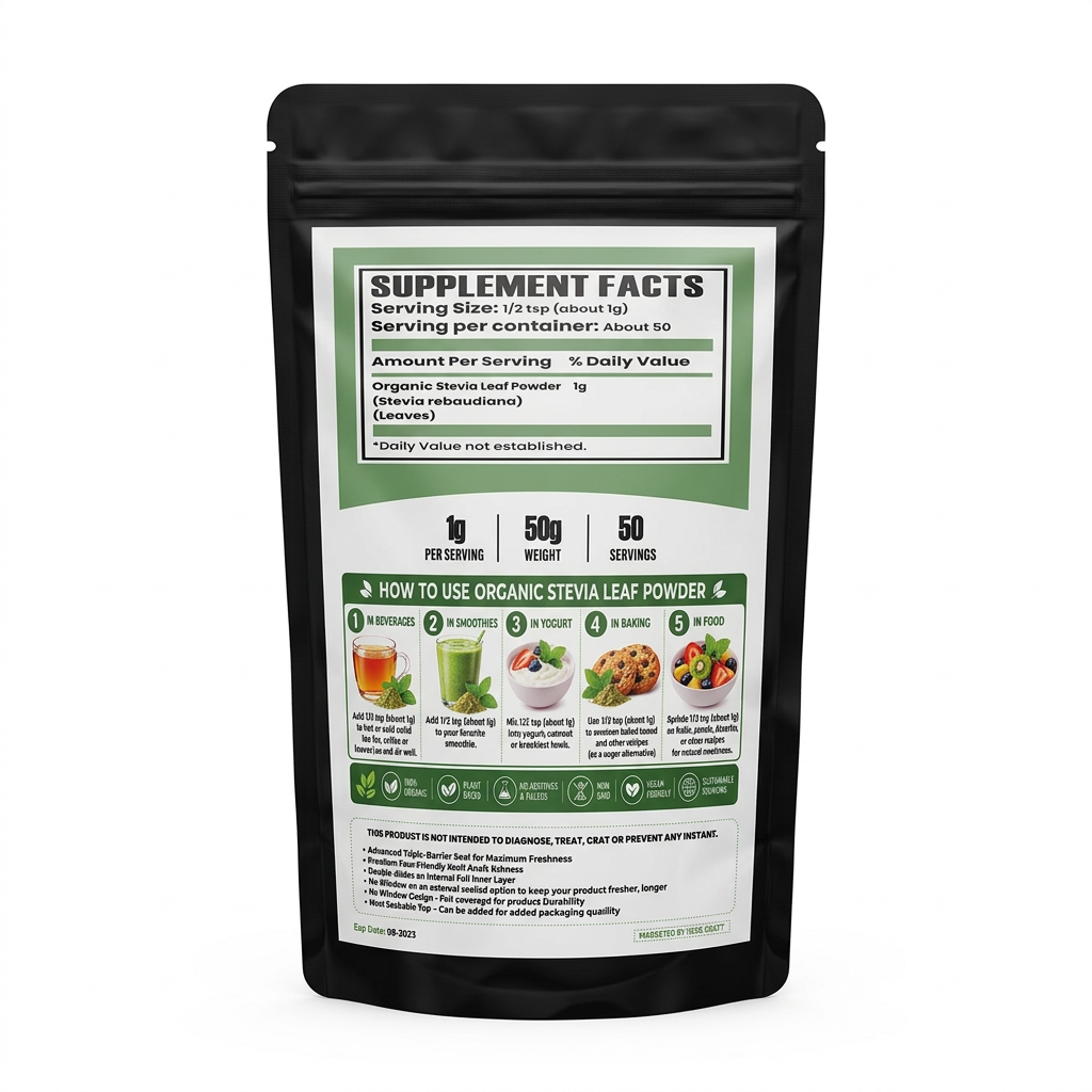 HerbCraft Organic Green Stevia Leaf Powder (50g)