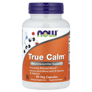 NOW True Calm™ 90 Veg Capsules - Neurotransmitter Support, Promotes Relaxed Mood, Amino Acid Blend with B Vitamins & Valerian - Vegetarian/Vegan, Non-GMO by NOW Foods USA