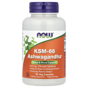 NOW KSM-66 Ashwagandha 600mg 90 Veg Capsules – Clinically Validated Stress & Mood Support, Promotes Restful Sleep, Vegetarian Supplement