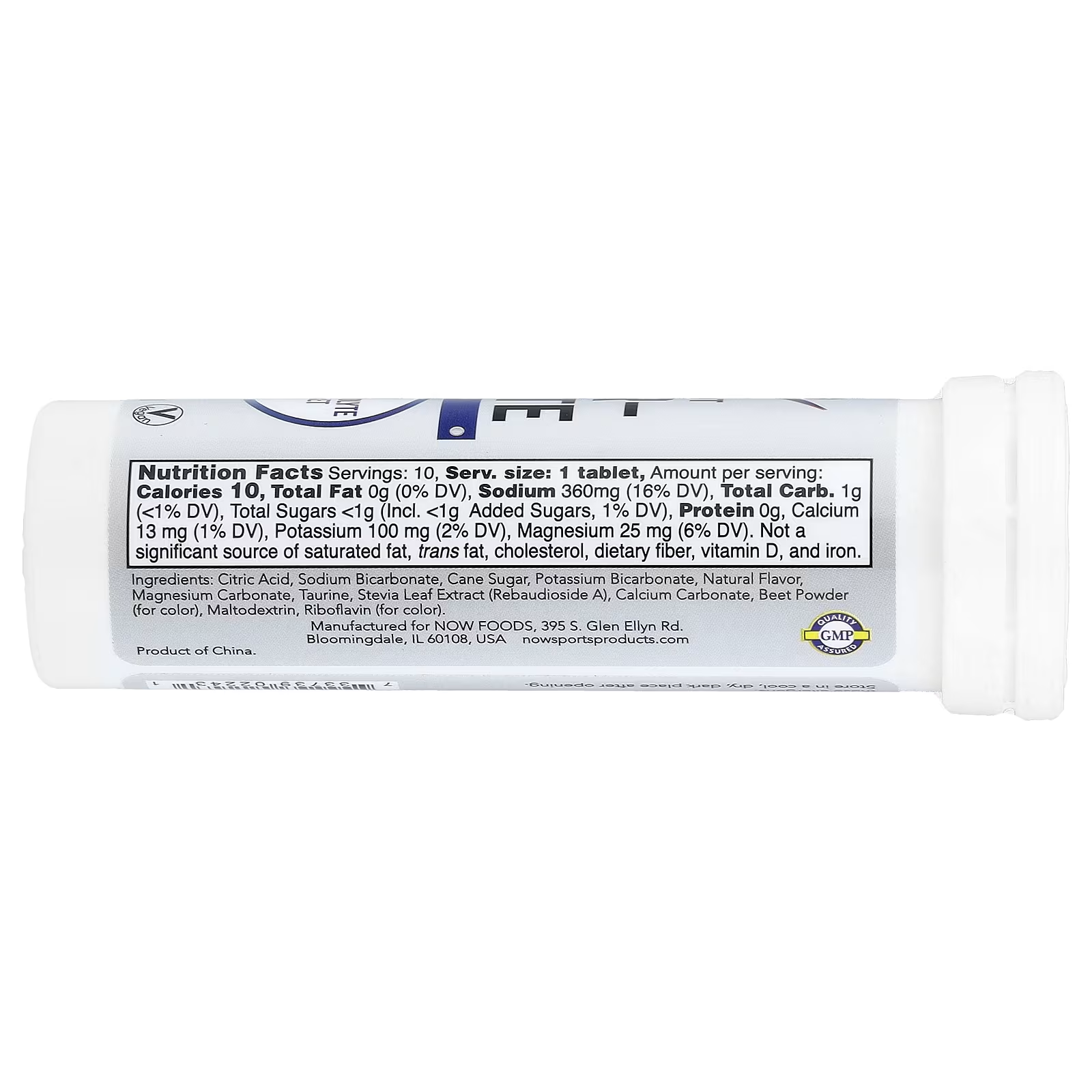 Calories: 10 per tablet
Sodium: 360mg (16% DV)
Potassium: 100mg (2% DV)
Magnesium: 25mg (6% DV)
Calcium: 13mg (1% DV)
Full ingredient list and manufacturer details included