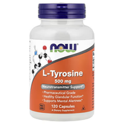 NOW Foods L-Tyrosine 500mg 120 Capsules - Pharmaceutical Grade - Neurotransmitter Support - Healthy Glandular Function - Supports Mental Alertness - Non-GMO Vegetarian Dietary Supplement