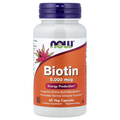 NOW Foods Biotin 5000mcg - 60 Veg Capsules - Energy Production - Supports Amino Acid Metabolism & Normal Immune Function - Vegetarian Vegan Dietary Supplement - Best Price in Pakistan at Docxora