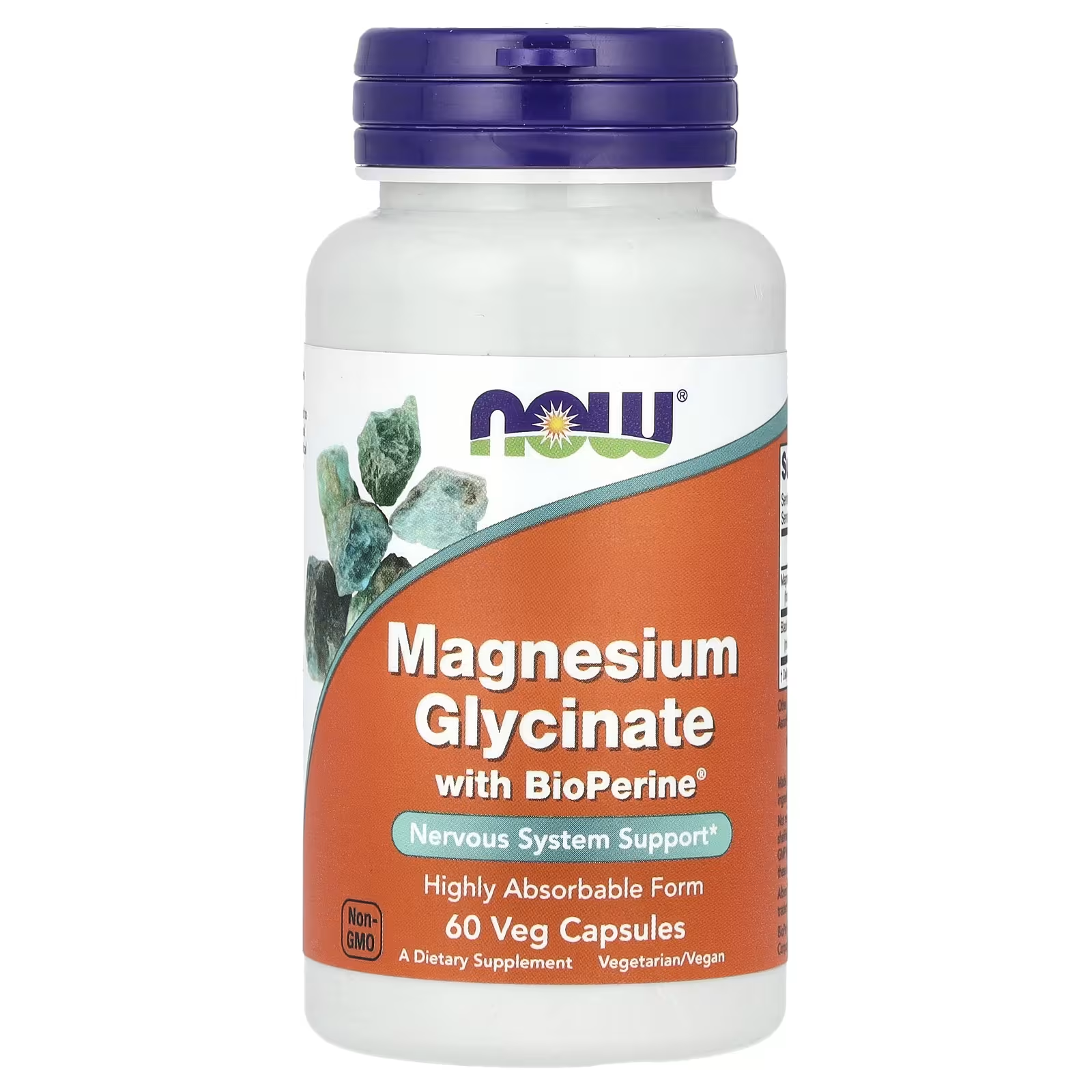 NOW Magnesium Glycinate 200mg with BioPerine – 60 Veg Capsules, Highly Absorbable Nervous System Support, Non-GMO Vegetarian Supplement