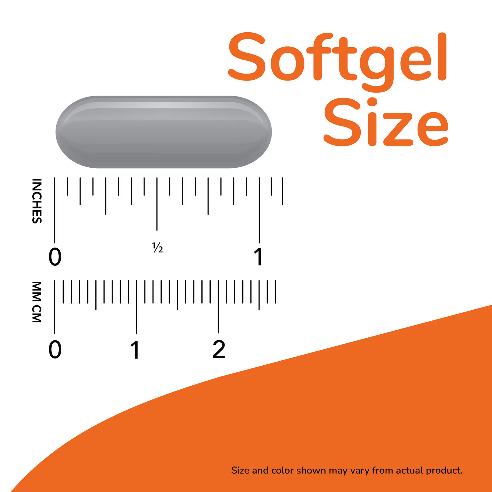 NOW Foods Omega-3 Fish Oil Softgel Size Reference - Approximately 1 inch (2cm) in Length, Easy to Swallow Softgel Capsule