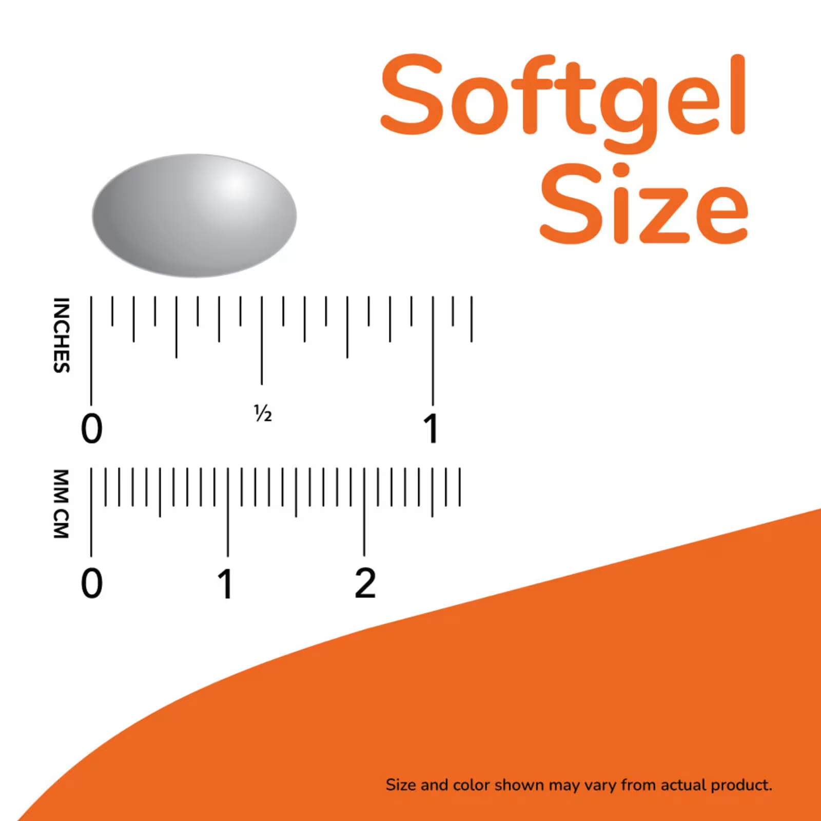 ''Veggie Softgel Size Reference - Approximately 1.5cm in Length for Easy Swallowing"