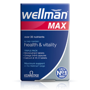 Vitabiotics Wellman Max 84 Tablets/Capsules - UK's No.1 Men's Supplement Triple Pack with Over 30 Nutrients, Omega 3-6-9 Capsules & Calcium + Vitamin D Tablets for Health & Vitality in Pakistan