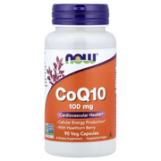 "NOW Foods CoQ10 100mg with Hawthorn Berry – 90 Veg Capsules | Cardiovascular Health | Cellular Energy Production | Vegetarian Vegan Non-GMO Dietary Supplement"