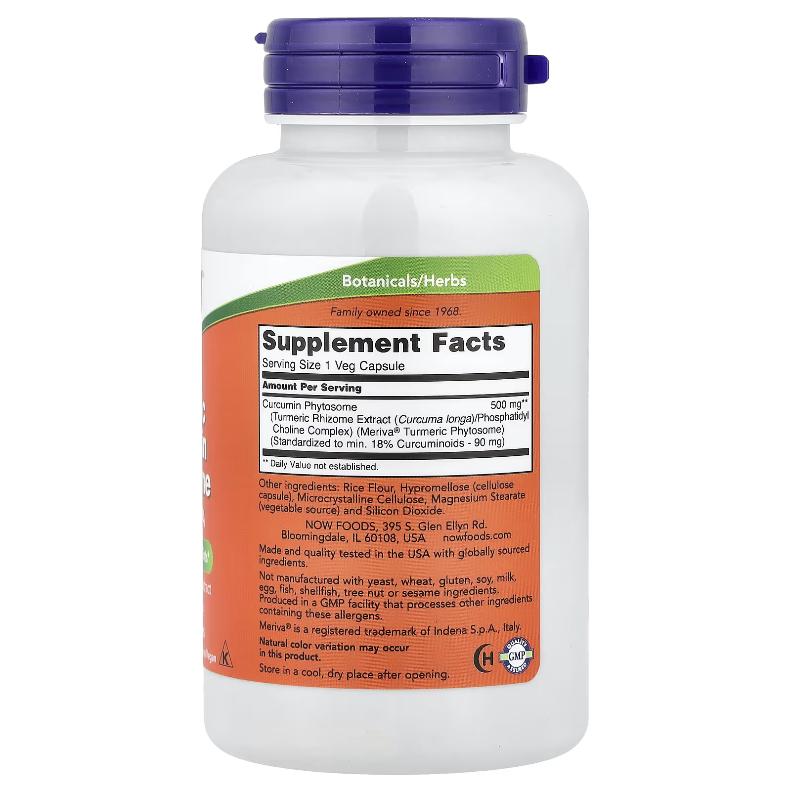 NOW Foods Turmeric Curcumin Phytosome Supplement Facts – 500mg Meriva Curcumin Phytosome, 18% Curcuminoids 90mg, Phosphatidylcholine Complex, GMP Certified, Made in USA | Docxora.com Pakistan