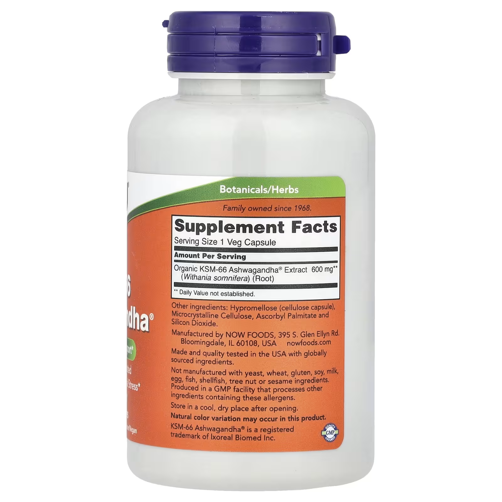 NOW KSM-66 Ashwagandha Supplement Facts – 600mg Organic Withania Somnifera Root Extract per Capsule, GMP Certified, Made in USA