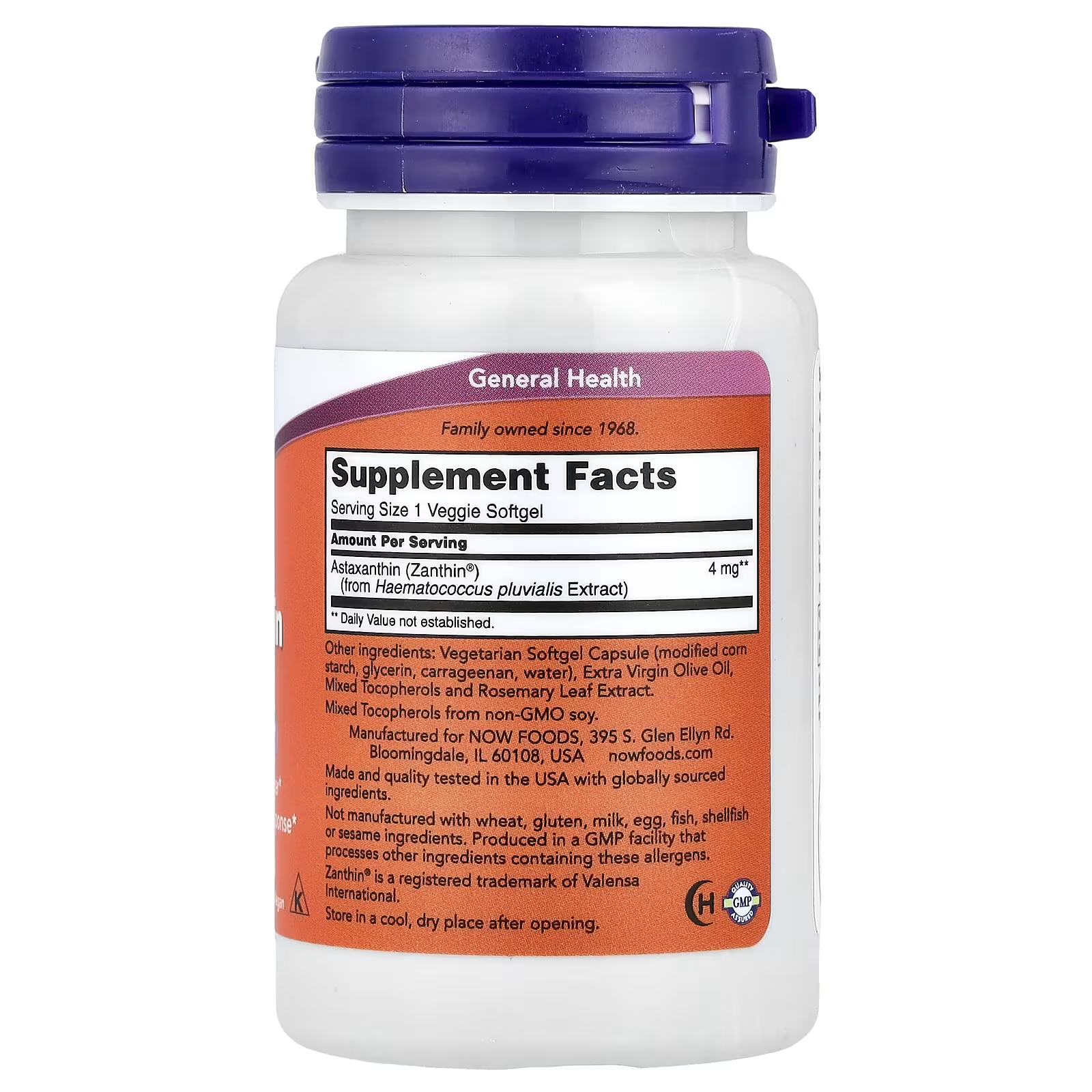 Supplement Facts - Zanthin Haematococcus pluvialis Extract, Extra Virgin Olive Oil & Rosemary Leaf Extract - GMP Certified, USA Made