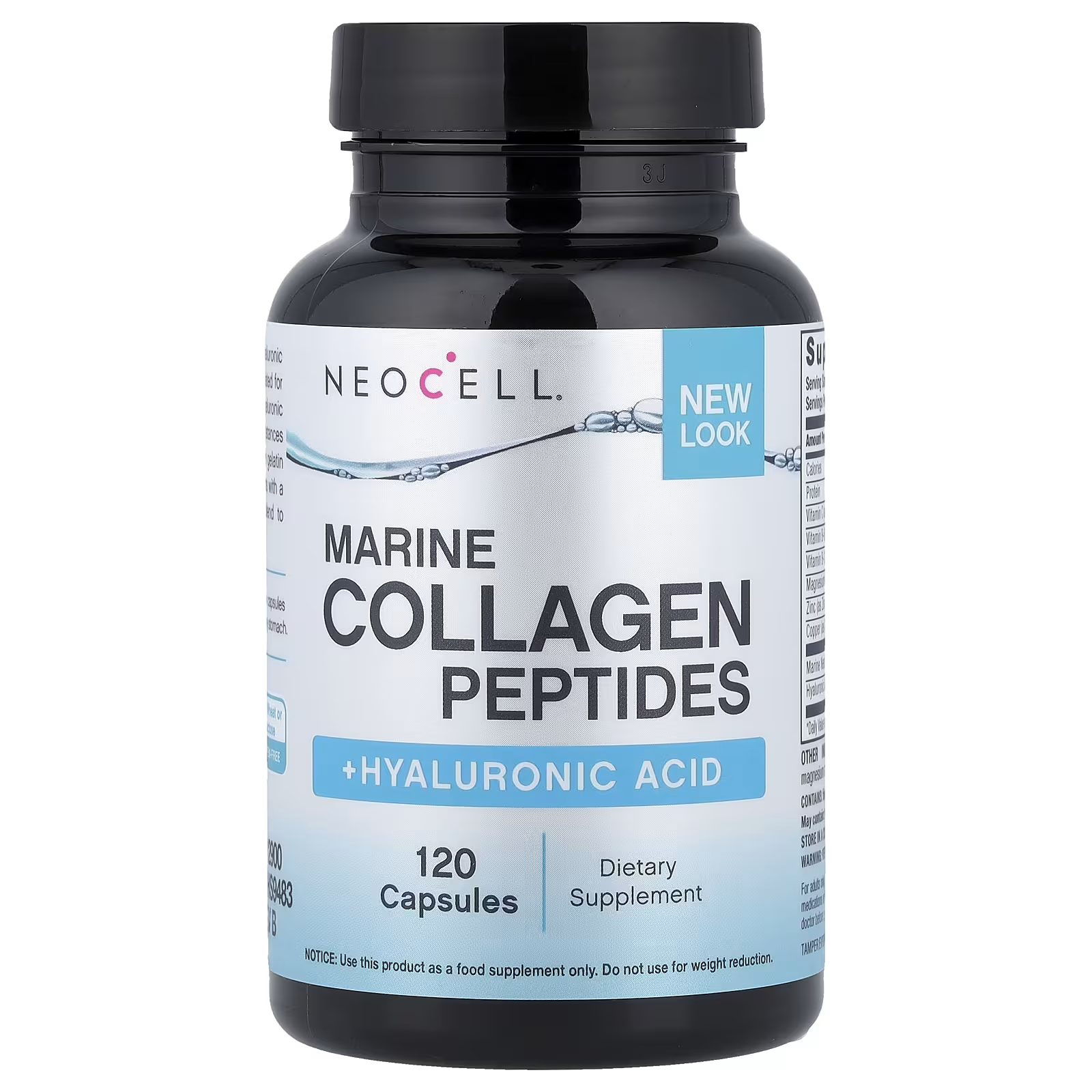 NeoCell Marine Collagen Peptides + Hyaluronic Acid 120 Capsules New Look Bottle Front - Dietary Supplement - Buy in Pakistan at docxora.com