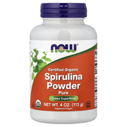 "NOW Foods Certified Organic Spirulina Powder Pure – 4 oz (113g) | USDA Organic Green Superfood Powder – Vegetarian & Vegan Dietary Supplement"