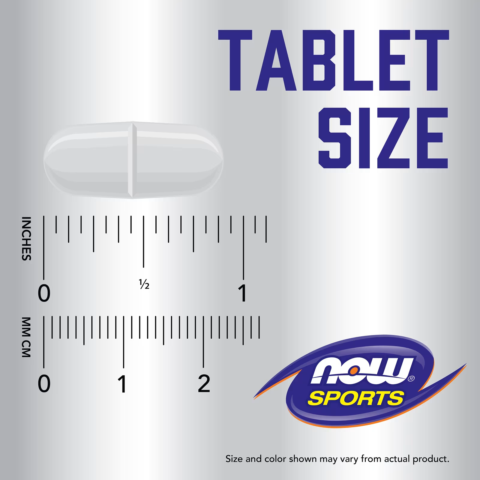 NOW Sports Tribulus 1000mg Tablet Size Reference - approximately 1 inch (2cm) white scored tablet