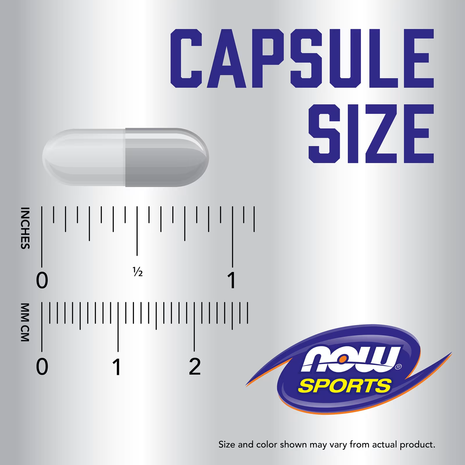 NOW Sports Tribulus 500mg Veg Capsule Size Reference - Approximately 2cm (3/4 inch) length - Easy to swallow vegetarian capsule by NOW Sports USA