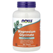 NOW Foods Magnesium Glycinate 180 Veg Tablets - Highly Absorbable Form, Nervous System Support, Muscle Nerve & Heart Health, Non-GMO, Vegetarian Vegan, Available in Pakistan at docxora.com
